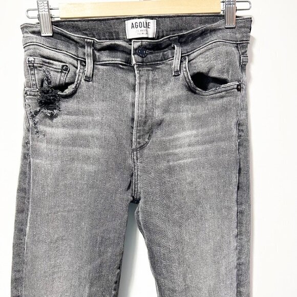Agolde Sophie Hi Rise Skinny Amplify Size 29 Washed Black Gray Raw Hem - Picture 11 of 16